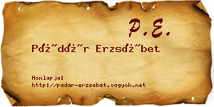 Pádár Erzsébet névjegykártya